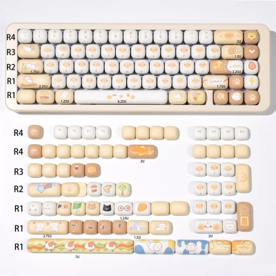 Bread Cat 104+33 MOG Profile Keycap Set Cherry MX PBT Dye-subbed for Keyboard